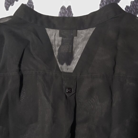 Dots Black Button Down Blouse - Picture 6 of 7